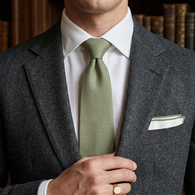 Cravate Vert sauge Jacquard Héritage (Créateur téléchargé)
