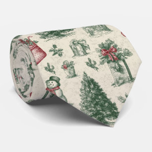 Cravate Vert sauge vintage Toile de Noël d'hiver (1)