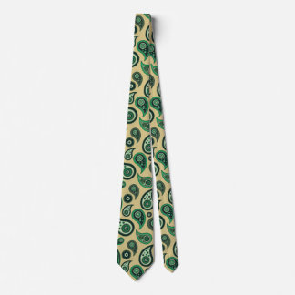 Cravate Vert sur Beige Paisley Nicktie