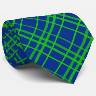 Cravate Vert Sur Bleu Tartan Plaid Design Motif