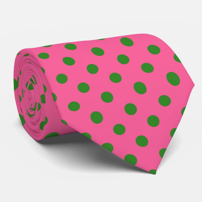 Cravate Vert sur rose Pois Design Motif (Créateur téléchargé)
