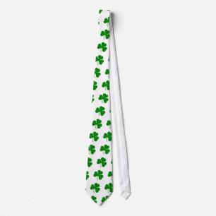 Cravate Vert sur shamrock de Jour de la Saint Patrick blan