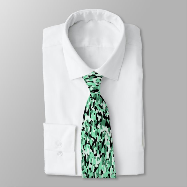 Cravate verte camouflage unique (Attaché)