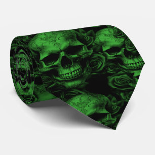 Cravate verte de Memento Mori Skuls