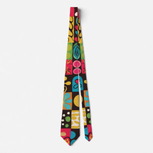 Cravate Vibes Groovy des années 70 Motif Rétro