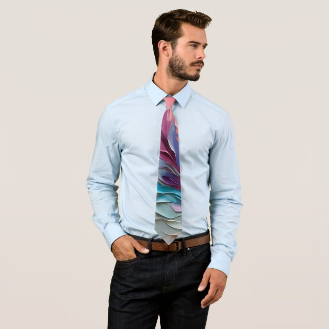 Cravate Vibrant coloré Abstrait peinture (En situation)