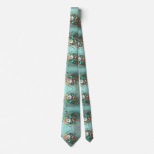 Cravate Vibrant métal Turquoise or bronze AI peinture