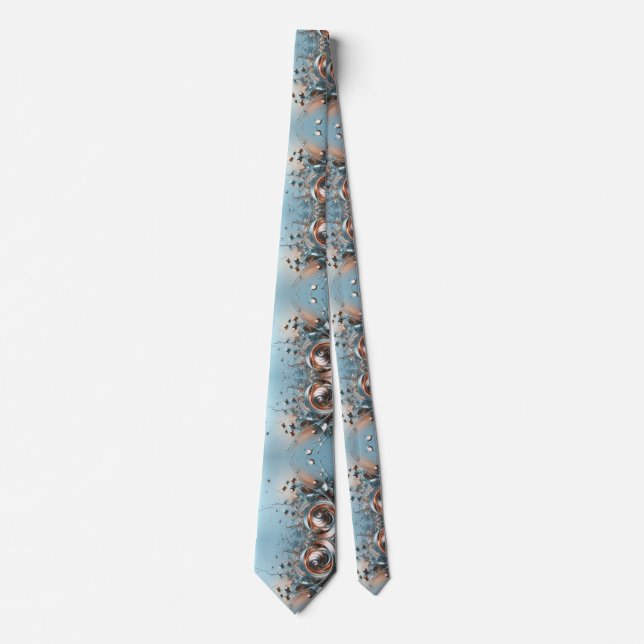 Cravate Vibrant Métallo Pale Bleu Argent Or Bronze (Devant)