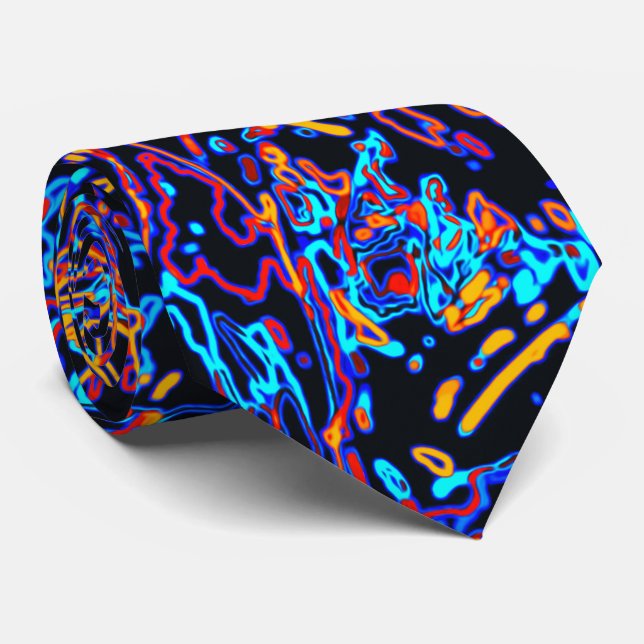 Cravate Vibrant Neon Multicolored Curvy Line Pattern (Roulé)