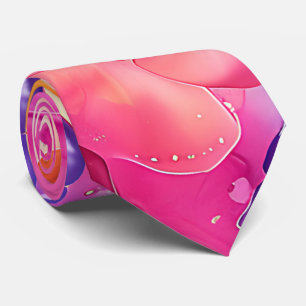 Cravate Vibrant Néon Rose Jaune Arc-en-Ciel