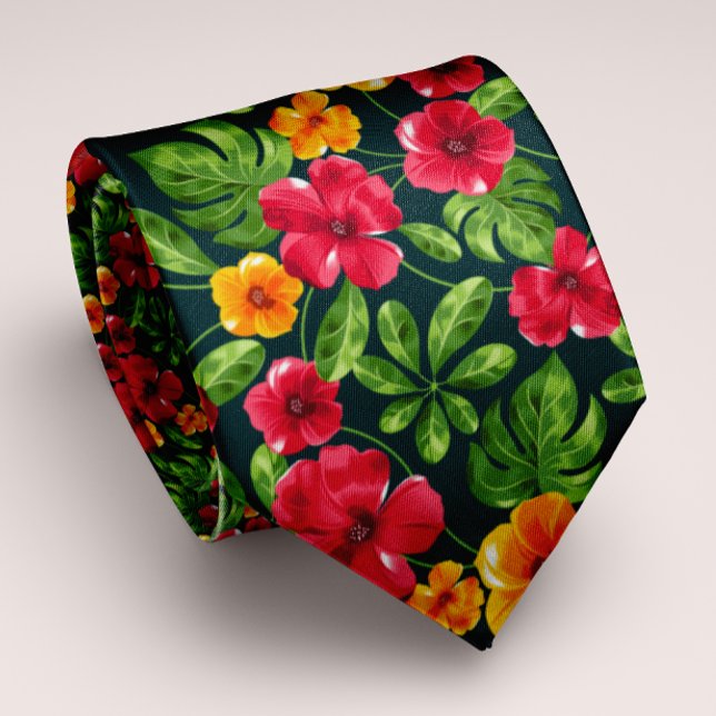 Cravate Vibrant Personnalisable Tropical Floral (Créateur téléchargé)