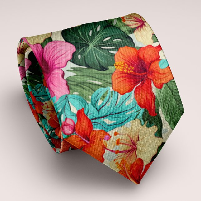 Cravate Vibrant Personnalisable Tropical Floral (Créateur téléchargé)