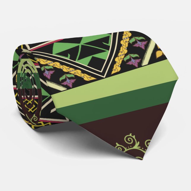 Cravate Vibrant rose et vert tissu Abstrait Art (Roulé)