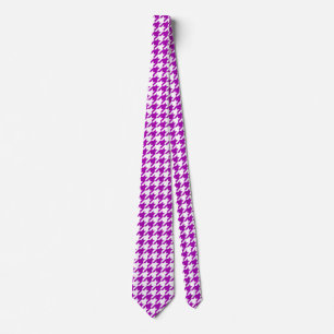 Cravate Vichy Prince de Galles à carreaux blanc et violet