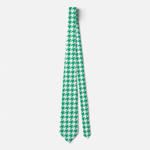 Cravate Vichy Vert et Blanc à Carreaux à Dent de Chien