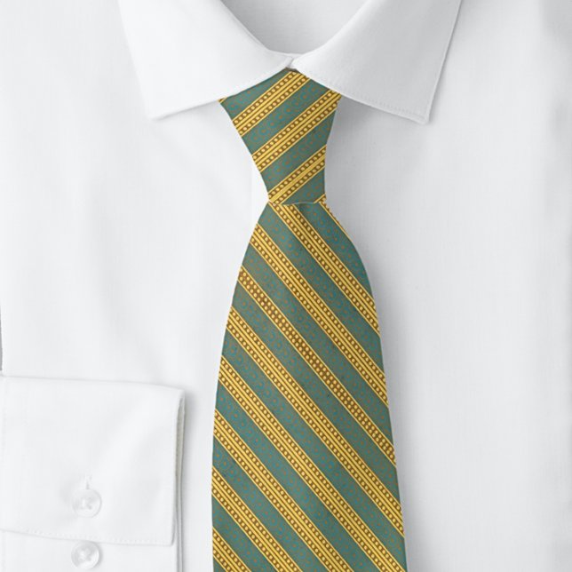 Cravate Victorian Green Yellow Stripes Turquoise Classic (Créateur téléchargé)