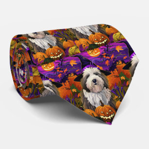 Cravate Vieux anglais Sheepdog Halloween sorcier Citrouill