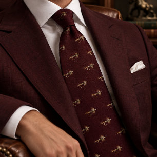 Cravate Vieux Argent Moucheture Rouge Oxblood en Chevron T