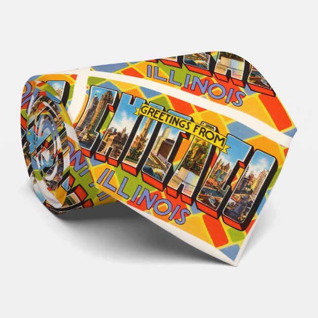 Cravate Vieux souvenir de Vintage voyage de Chicago (Roulé)