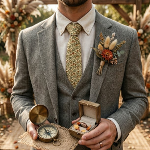 Cravate Vigne de fleur sauvage rustique vintage