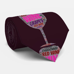 Cravate Vin blanc rouge vif raisin Graphisme violet mâle
