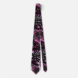 Cravate Vin de Bourgogne Feuilles de Palmier Tropicales Ch