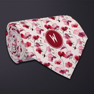 Cravate Vin Rouge Pois doux Floral