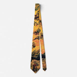 Cravate Vincent Van Gogh - Pins contre un ciel rouge