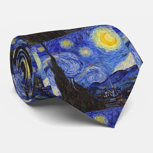 Cravate Vincent Willem van Gogh , “ Starry Night ” ネクタイ (Roulé)