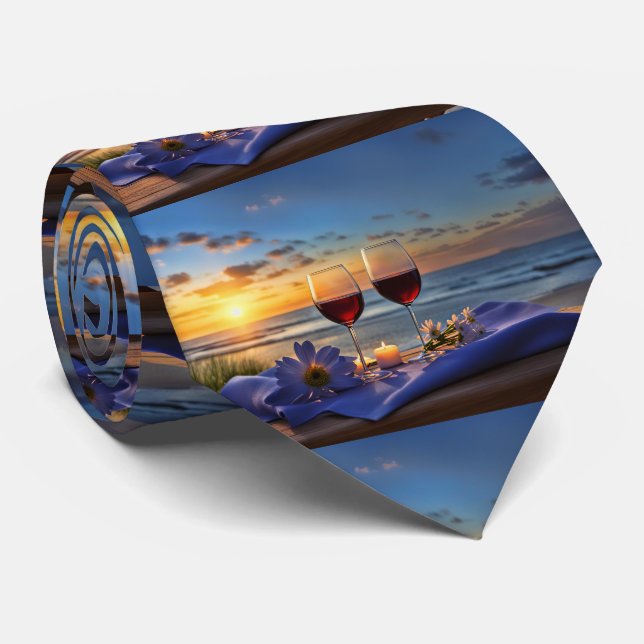 Cravate Vins sur la plage (Roulé)
