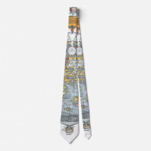 Cravate Vintage Coeur en forme d'antiquité carte du monde