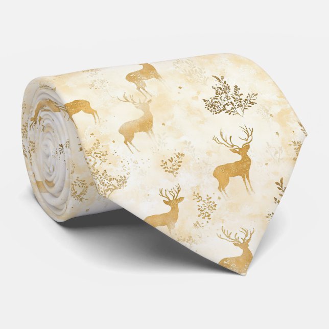 Cravate Vintage Fawn & Floral Woodland Pattern (1) (Roulé)