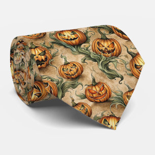 Cravate Vintage Halloween Jack-O-Lantern Vine Motif