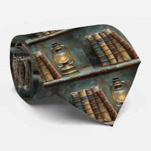 Cravate Vintage Livre Pile Peinture Antique Bibliothèque M