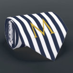 Cravate Vintage Monogramme Marine Bleu & Blancs Gratuits<br><div class="desc">Design rayé vintage moderne. Bandes verticales design motif dans le classique français chic marin d'été bleu marine et blanc.</div>