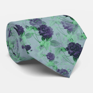 Cravate Vintage Motif de fleurs Roses violettes victorienn