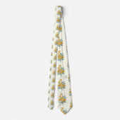 Cravate Vintage motif floral Automne moutarde Jaune (Dos)
