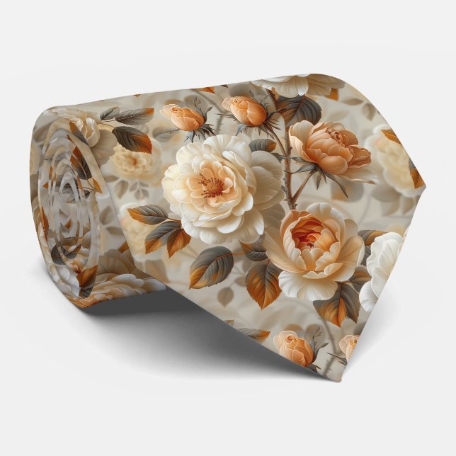 Cravate Vintage motif floral délicat. (Roulé)