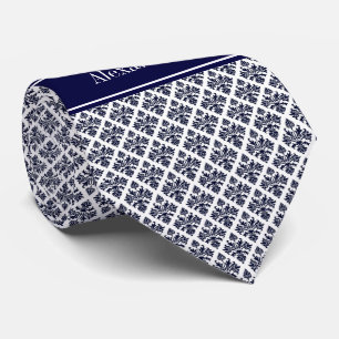 Cravate Vintage Navy Blue Whats Damask #3 Nom de la marine