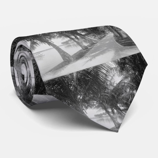 Cravate Vintage Palm Tree Beach Trail Photo (1900) (Roulé)