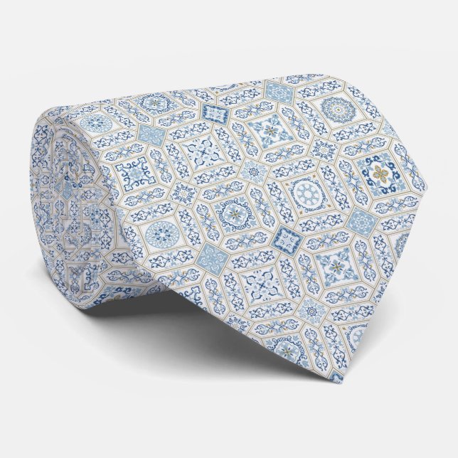 Cravate Vintage Portugal Azulejo traditionnel (Roulé)