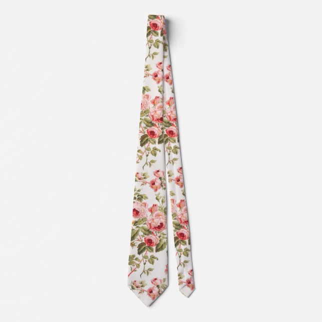 Cravate Vintage pretty pink roses floral pattern (Devant)