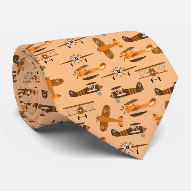 Cravate vintage retro airplane pattern (Roulé)
