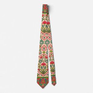 Cravate Vintage rouge et vert arabe modèle floral