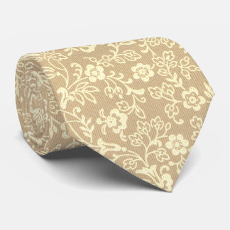 Cravate Vintage Sepia Floral | Or jaune doré