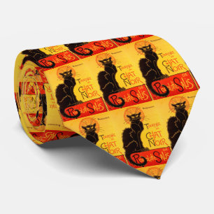 Cravate Vintage Tournee de Conversation Noir Chat Noir