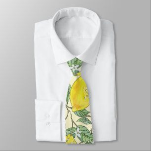 Cravate Vintage Watercolor Lemon Tree Summer Pattern