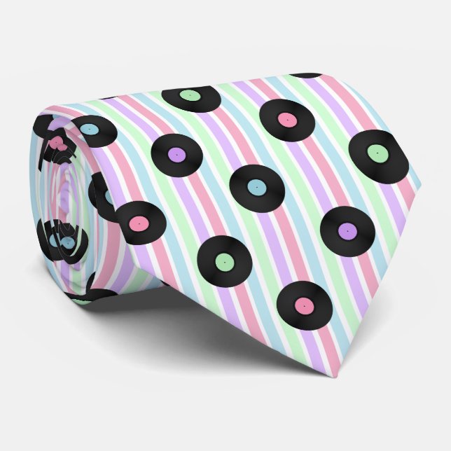 Cravate Vinyl Record Pastel Stripe (Roulé)