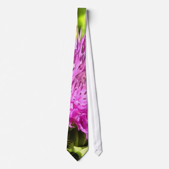Cravate Violet chardon Fleur sauvage Floral Art (Devant)