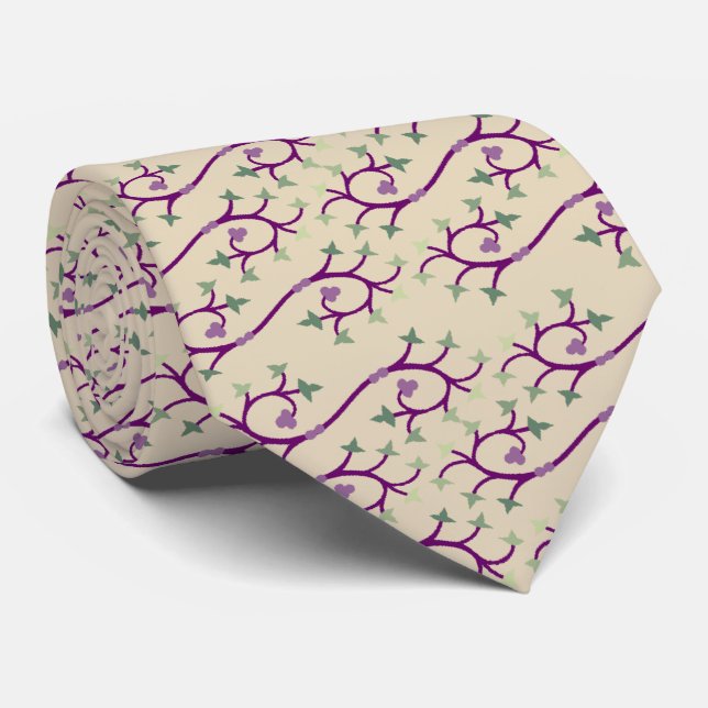 Cravate Violet & Green Vine Design Tie (Roulé)